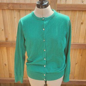 LANDS' END women's green cardigan MEDIUM